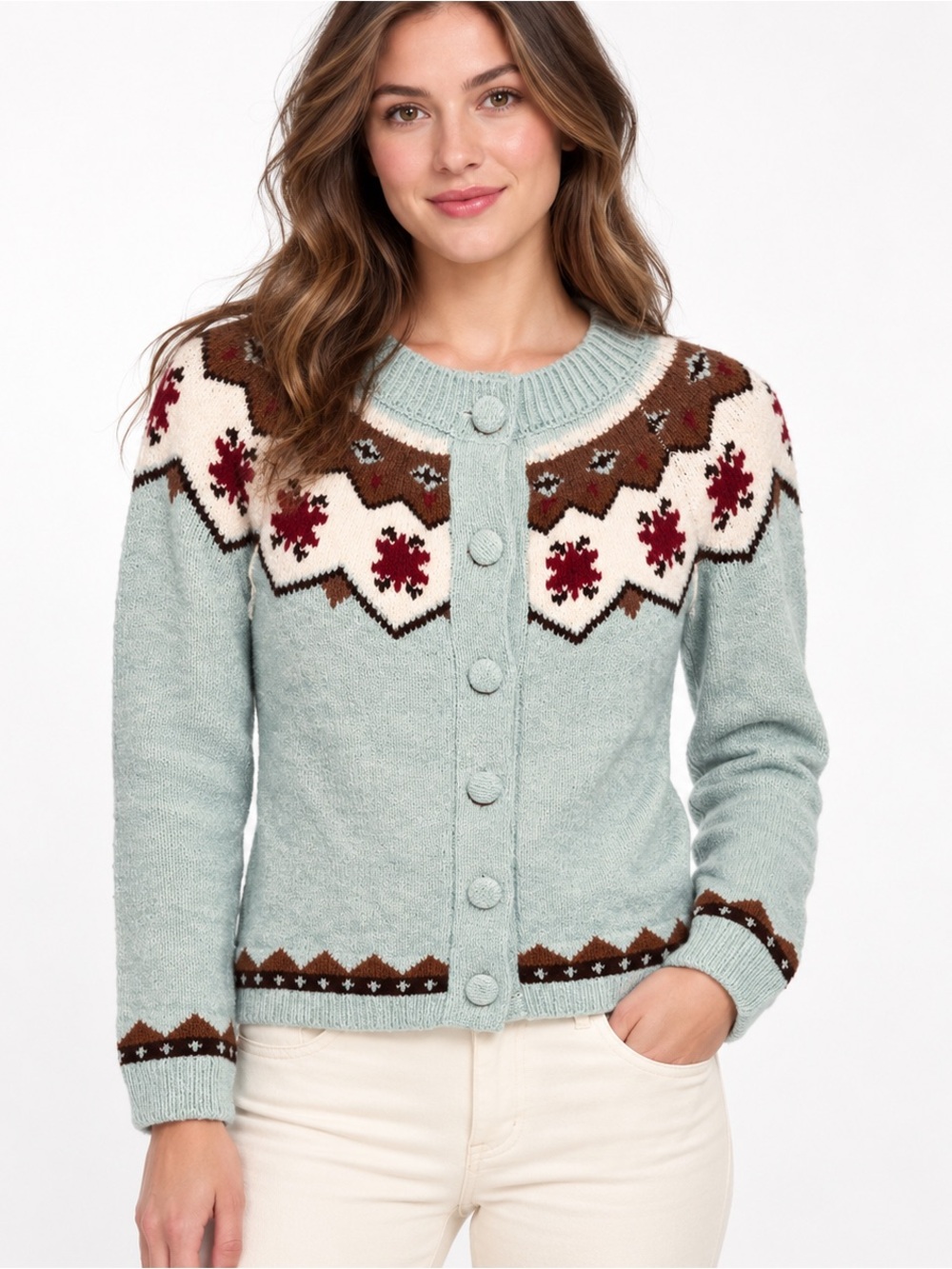 Bailey 44 Fair Isle Button-Up Sweater Cardigan NWOT Size Medium